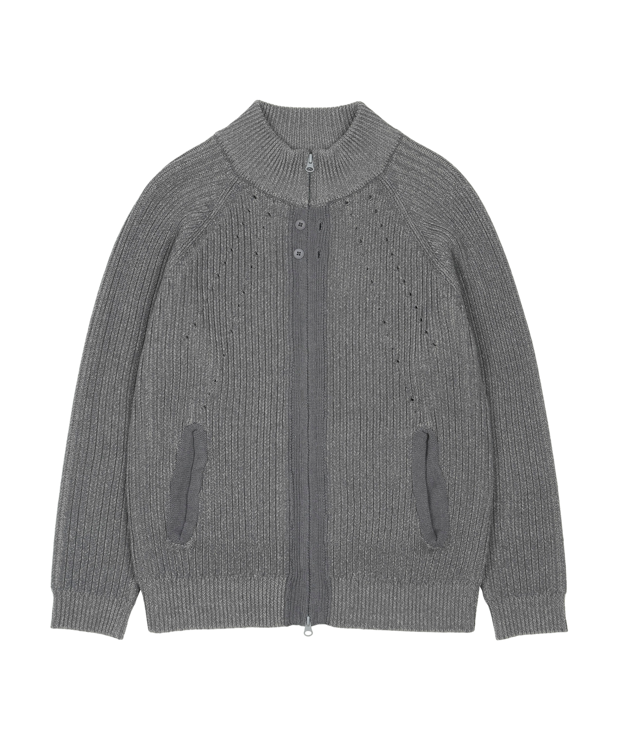 BUTTON ZIP-UP KNIT