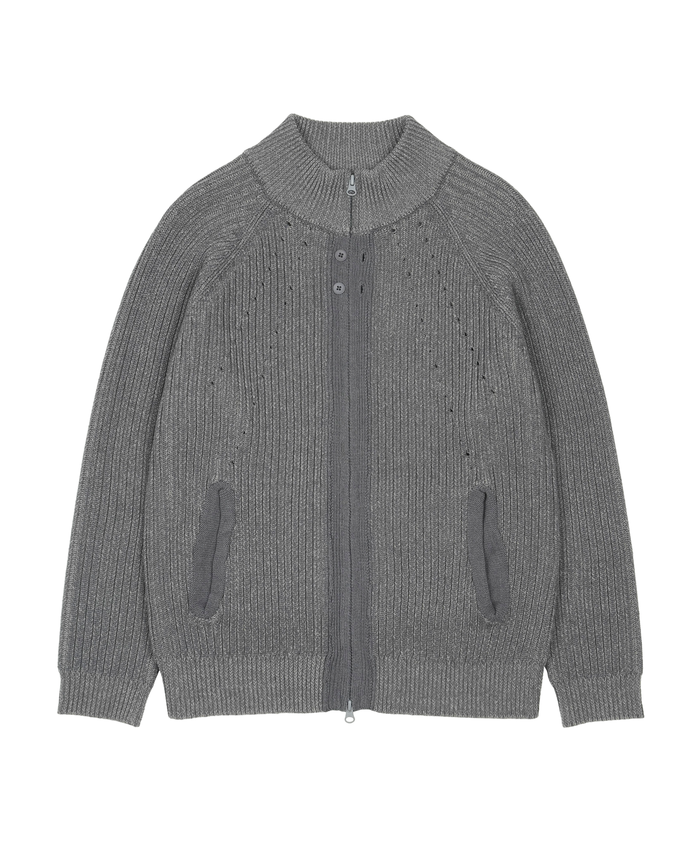 BUTTON ZIP-UP KNIT